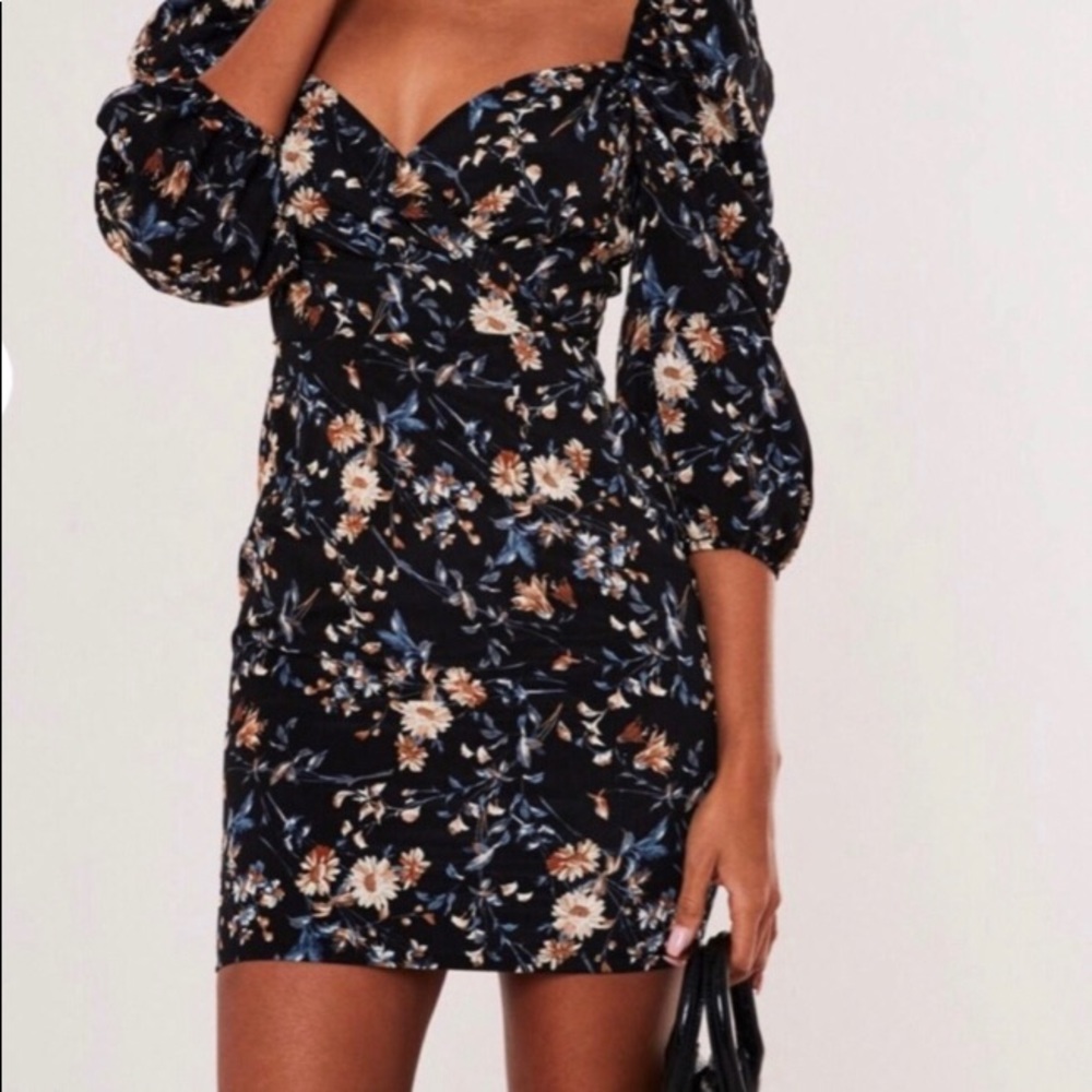 Floral Puff Sleeve Mini Dress